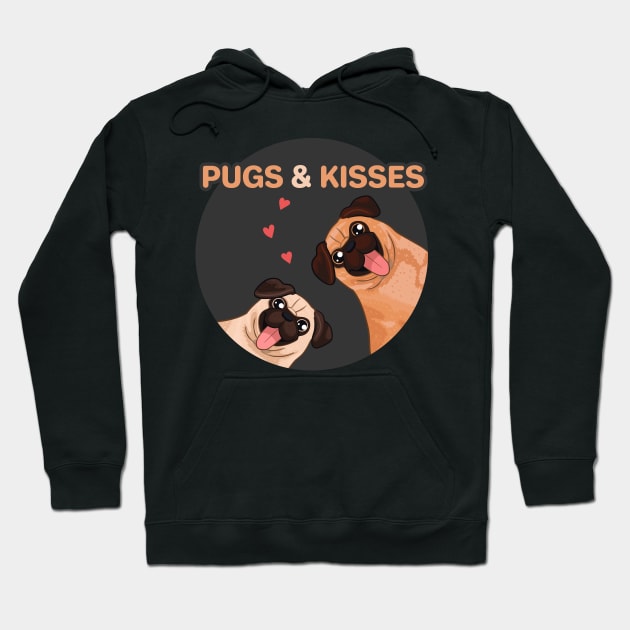 Pugs and Kisses Cartoon Hoodie by KPrimeArt